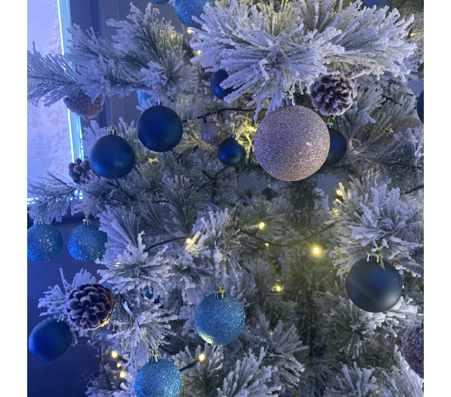 Set de 30 boules de Noël or et bleu Ø4 à 6cm