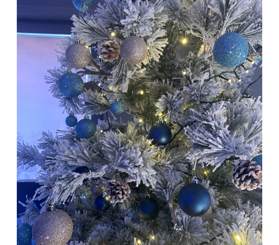 Set de 30 boules de Noël or et bleu Ø4 à 6cm