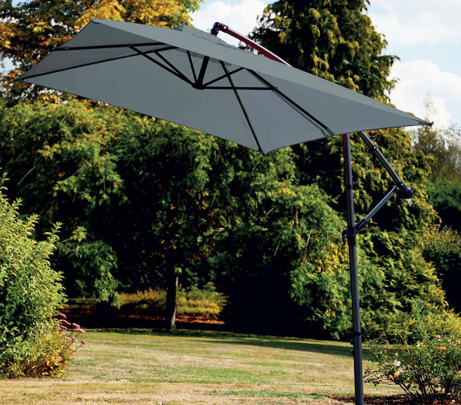 Parasol déporté rectangulaire SUPERKING gris anthracite - Ozalide