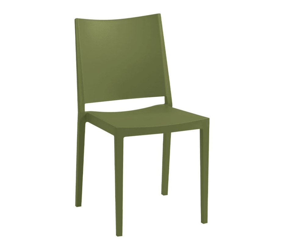 Chaise de jardin LAGOS en plastique 100% recyclable -  vert olive - Ozalide