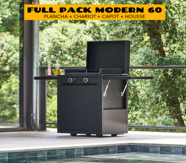 Pack Plancha MODERN 60 FULL BLACK - plancha + chariot + capot et housse - Forge Adour