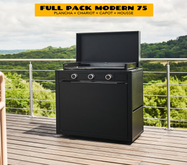 Pack Plancha MODERN 75 FULL BLACK - plancha + chariot + capot et housse - Forge Adour