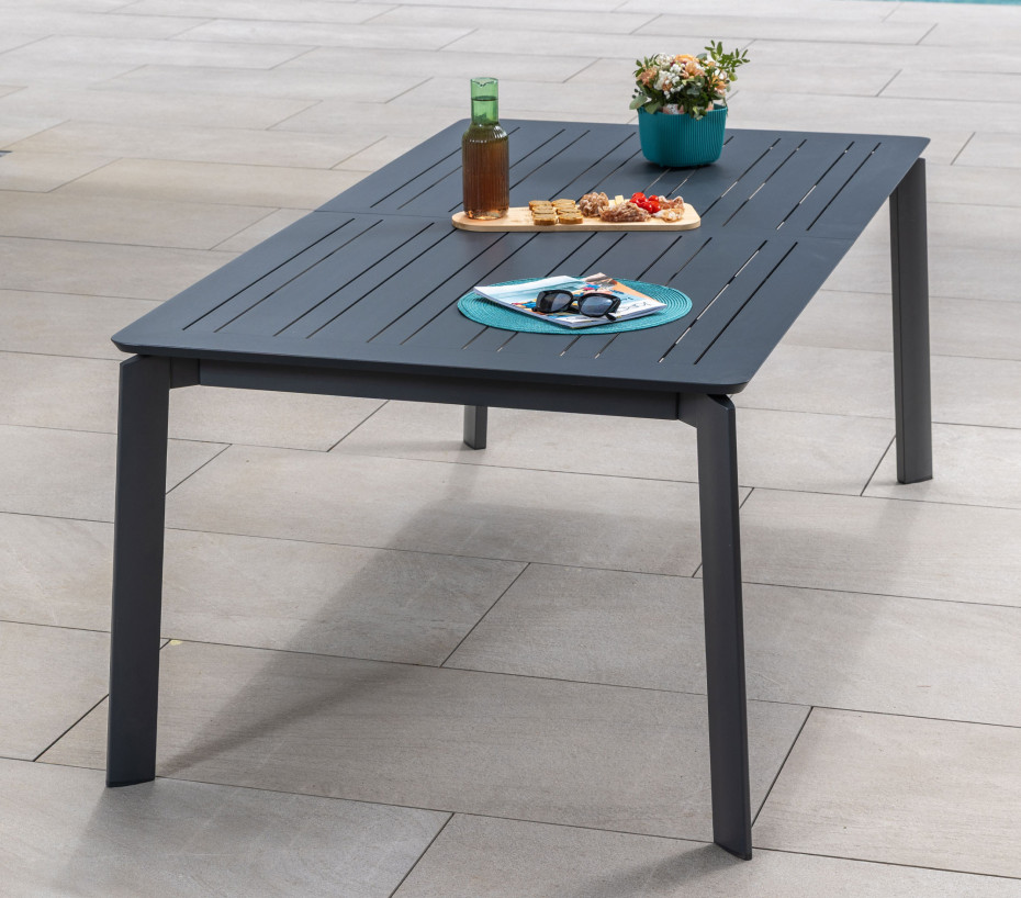 NAIROBI - Table de jardin extensible - 12 places - Gris Anthracite