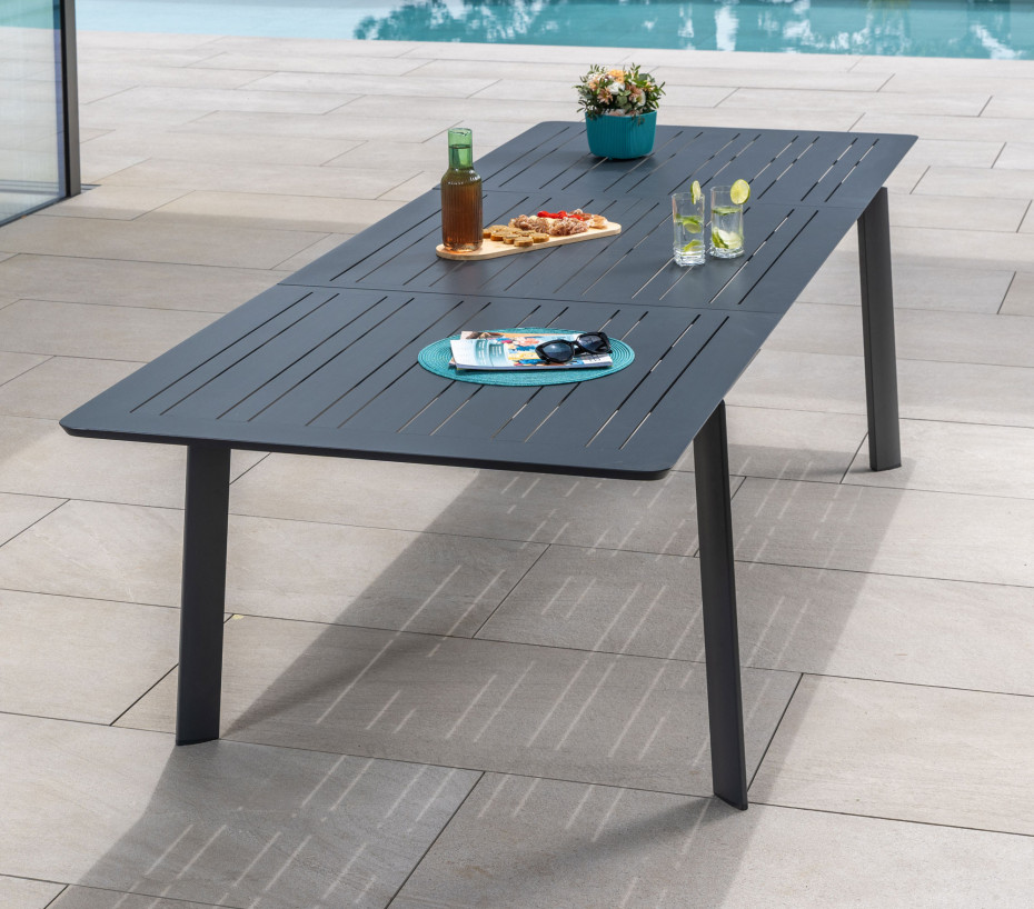 NAIROBI - Table de jardin extensible - 12 places - Gris Anthracite