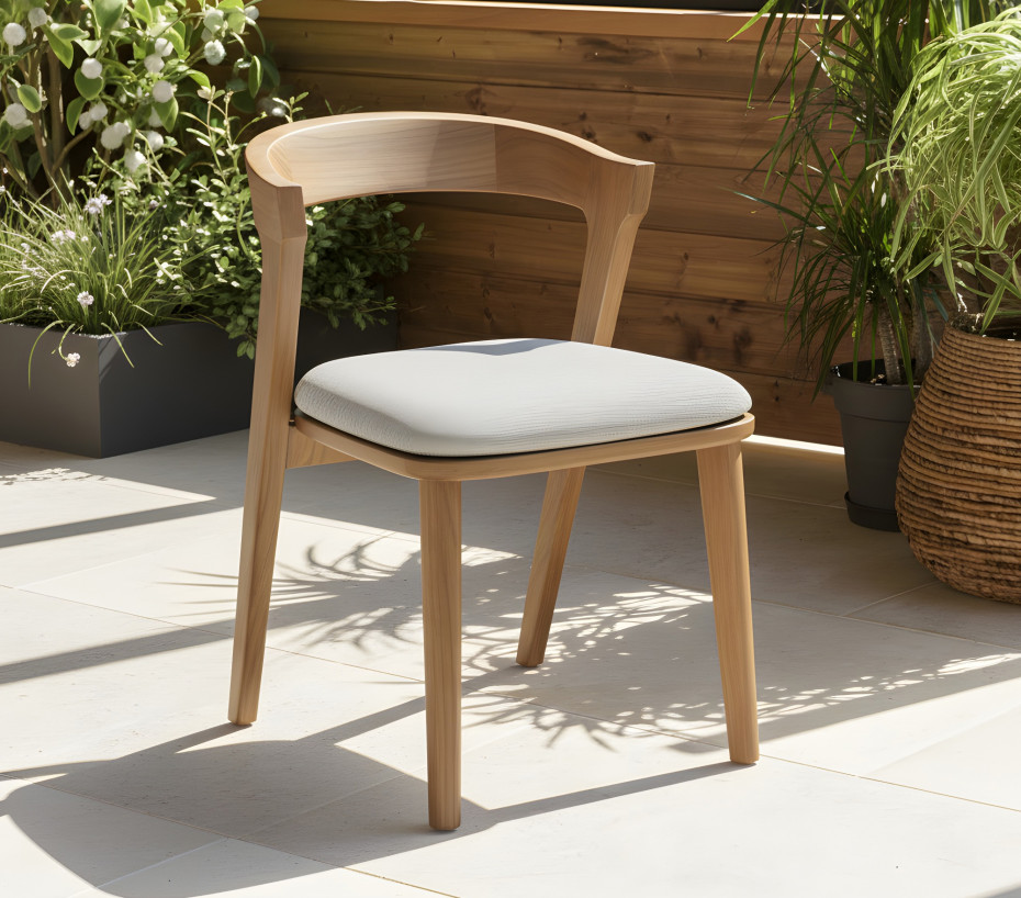 Fauteuil de jardin en teck avec coussin d'assise épais - MANADO - Ozalide