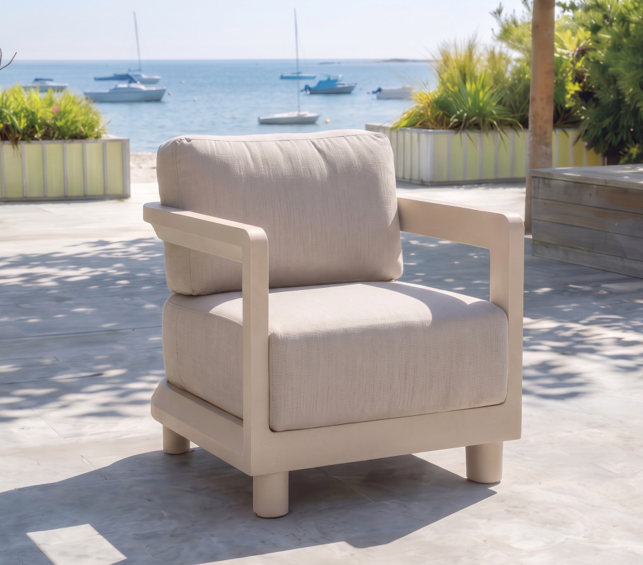 Salon de jardin en aluminium - 5 places - Crème - ALICANTE | Ozalide