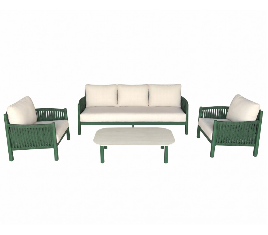Salon de jardin 5 places vert LEON en aluminium | Ozalide