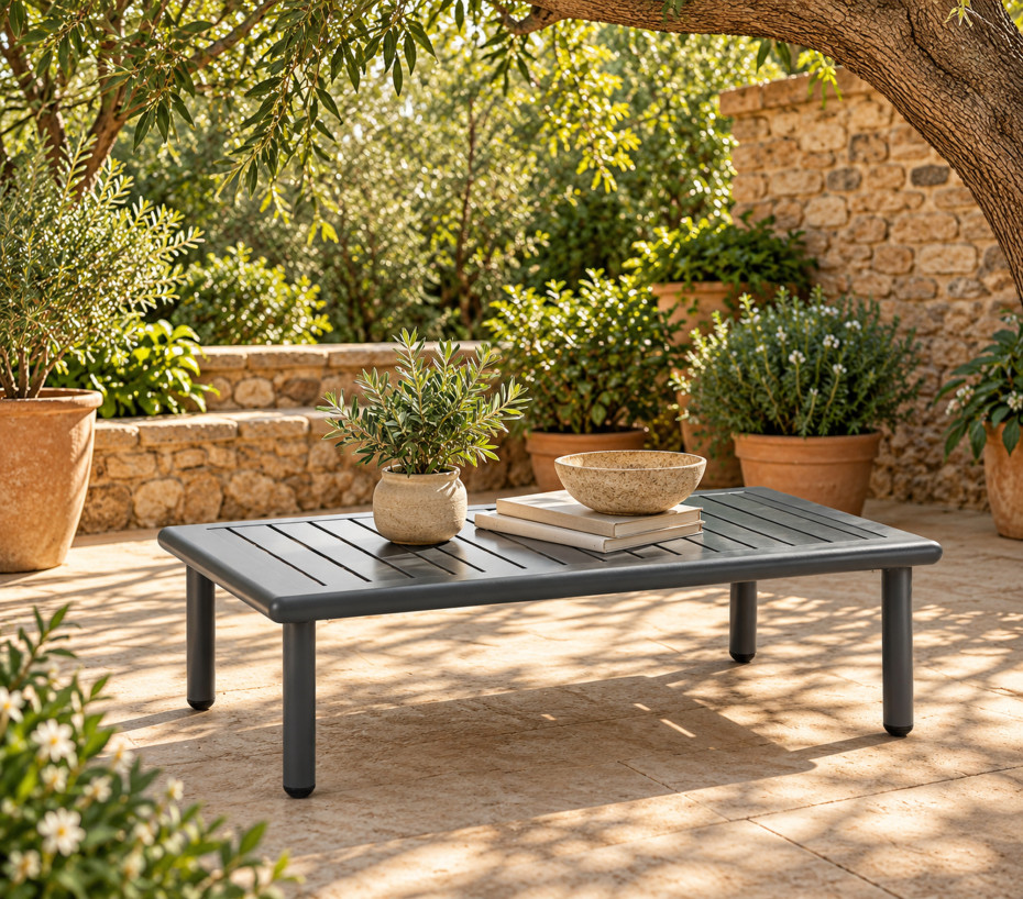 Salon de jardin 5 places anthracite et beige ARIZONA | Ozalide
