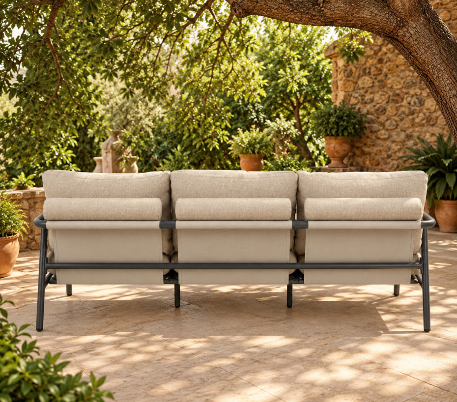 Salon de jardin 5 places anthracite et beige ARIZONA | Ozalide