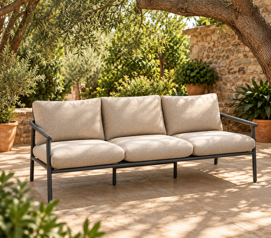 Salon de jardin 5 places anthracite et beige ARIZONA | Ozalide