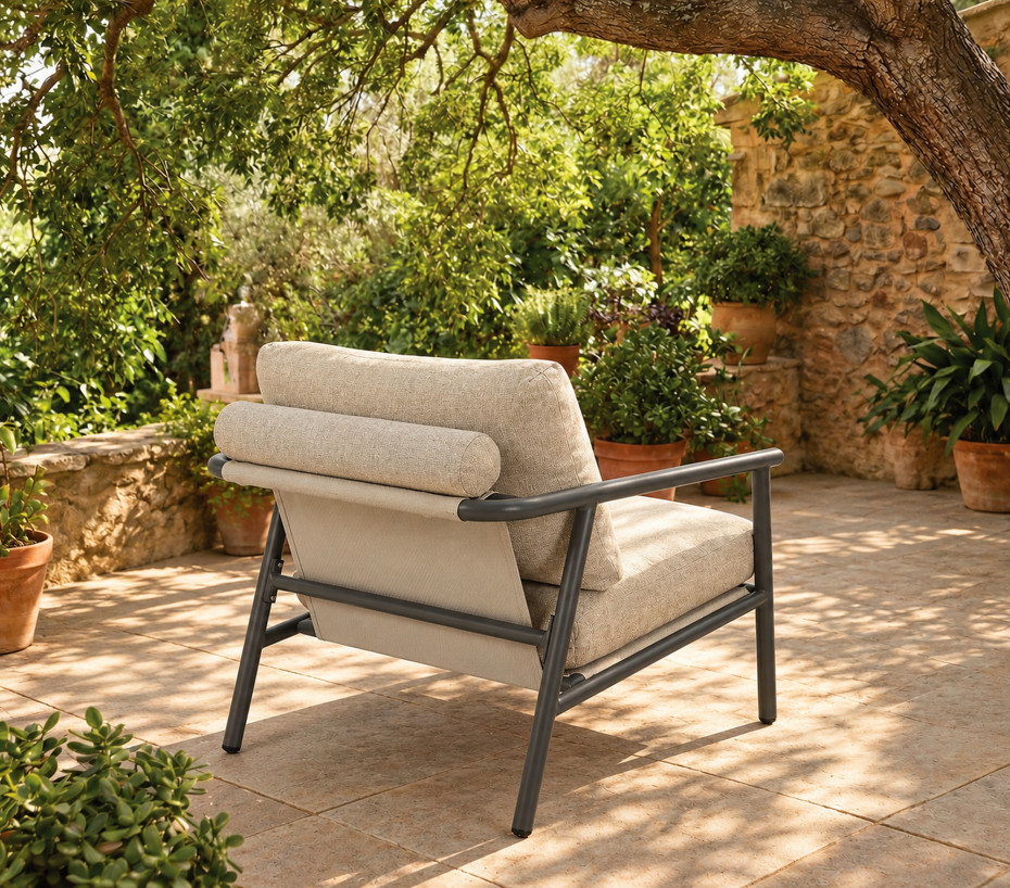 Salon de jardin 5 places anthracite et beige ARIZONA | Ozalide