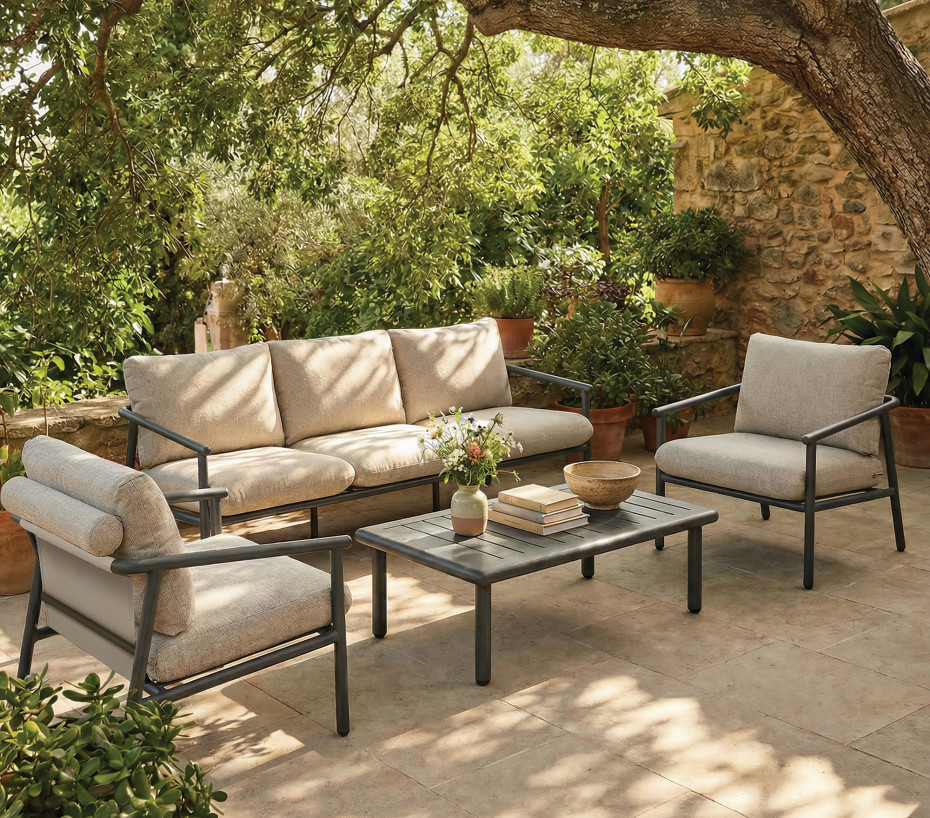 Salon de jardin 5 places anthracite et beige ARIZONA | Ozalide