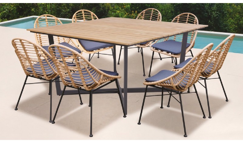 Table et chaise jardin INDO Acacia - Ensemble table et chaise de